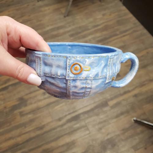 Bluejean latte mug