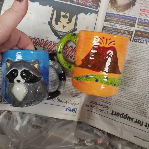 Raccoon-and-Volcano-Mugs